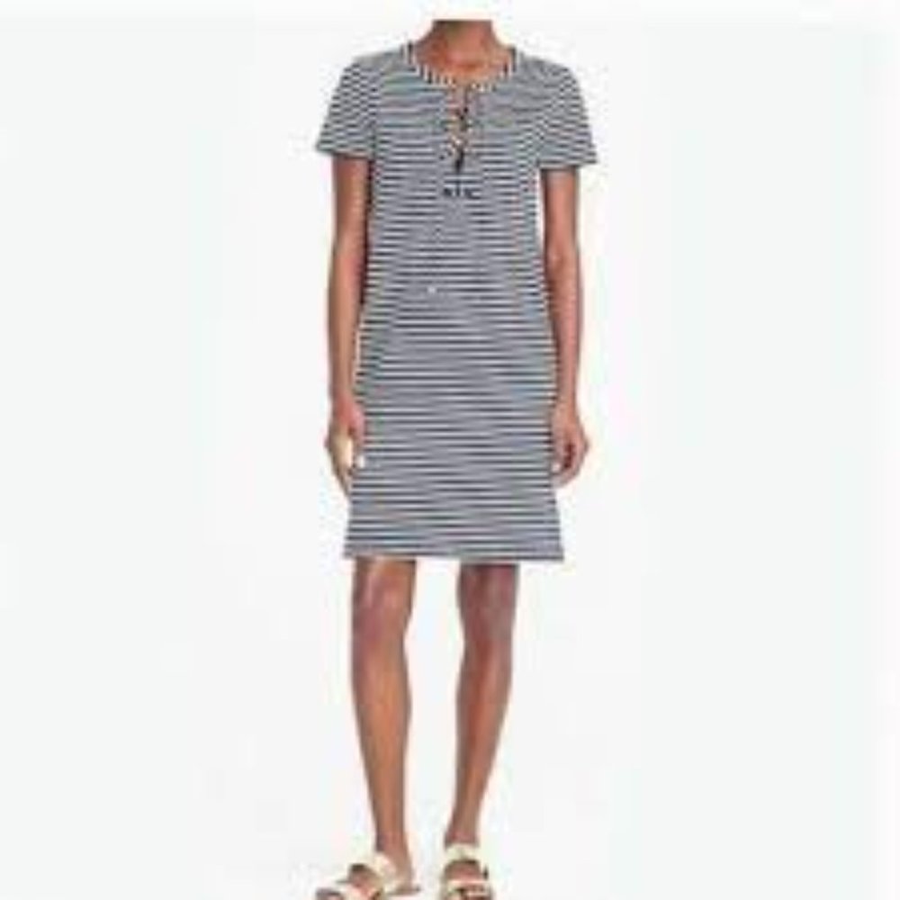 J. Crew Stripe Lace-Up Knit Dress - Picture 2 of 7